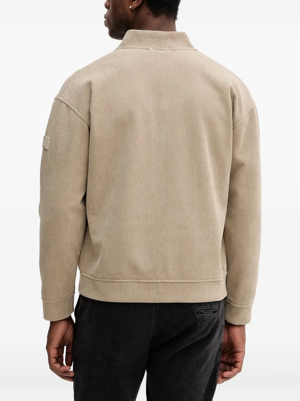 Liu •jo Corduroy-texture Zip-up Jacket In Neutral
