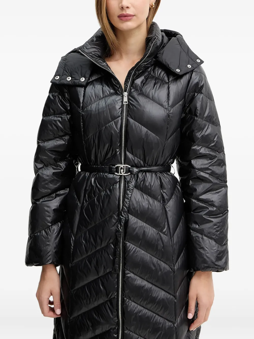 LIU JO belted hooded coat | Black | Image 1