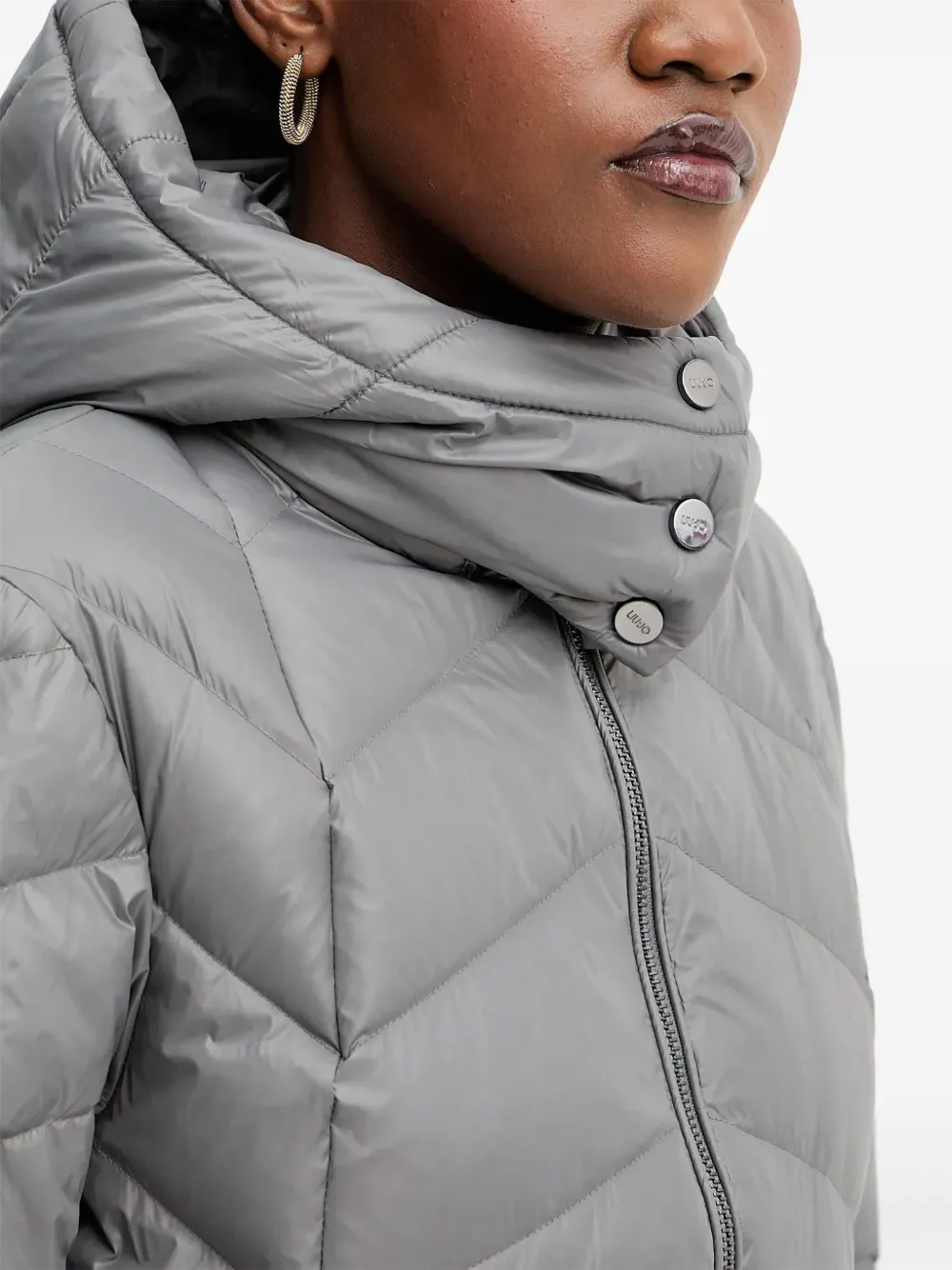 LIU JO Donsjack met capuchon en ceintuur Grijs