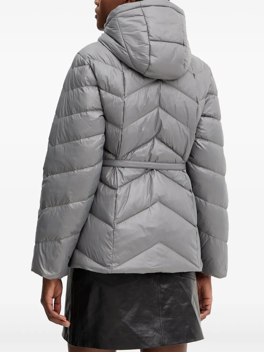 LIU JO Donsjack met capuchon en ceintuur Grijs