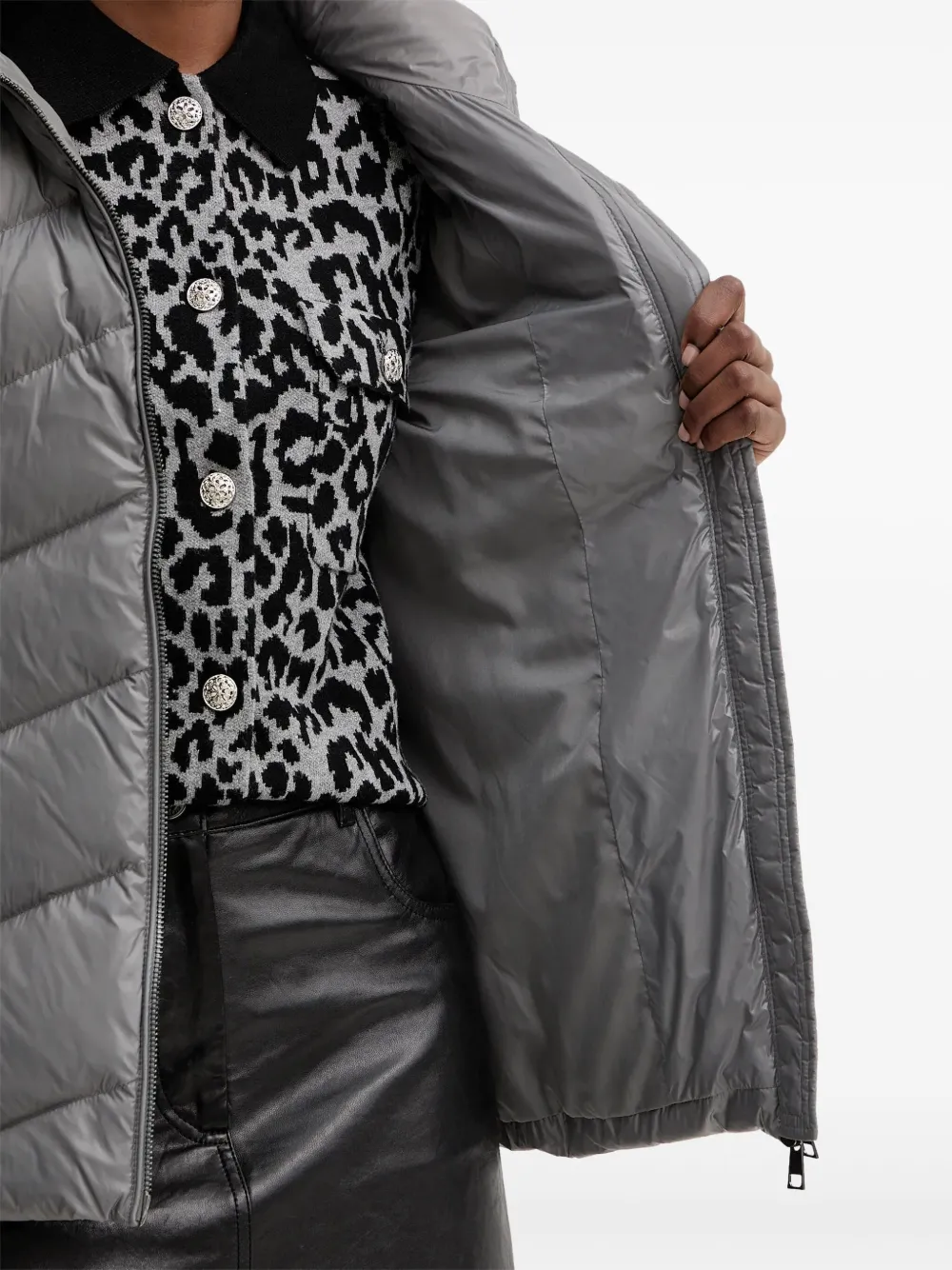 LIU JO Donsjack met capuchon en ceintuur Grijs