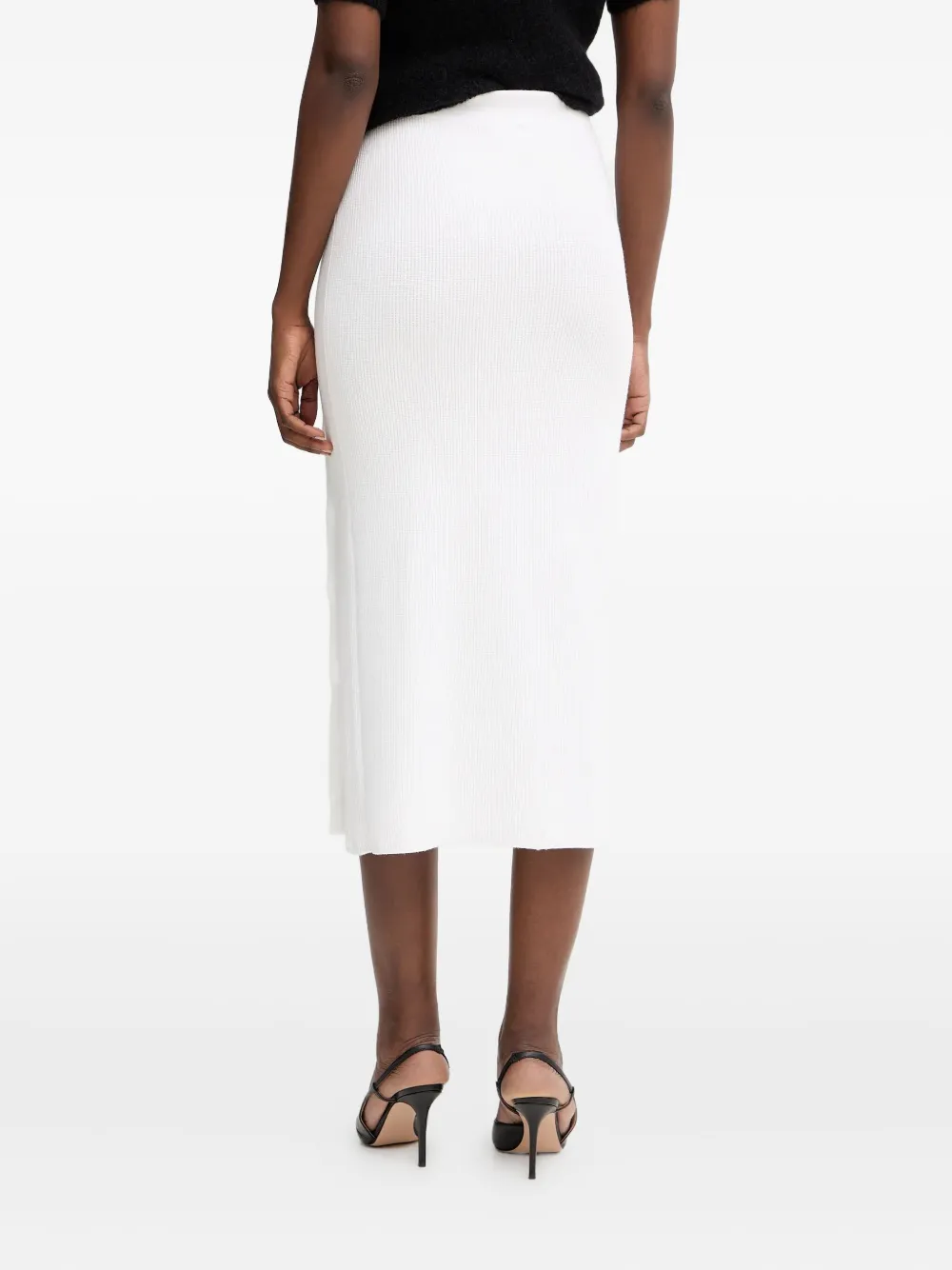 Liu •jo Ribbed-knit Midi Skirt In White