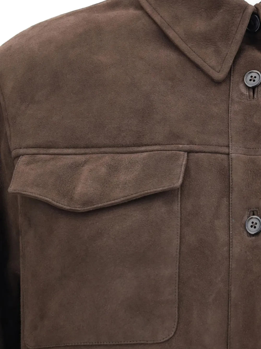  The Row Panelled Suede Shirt Jacket - Brown 