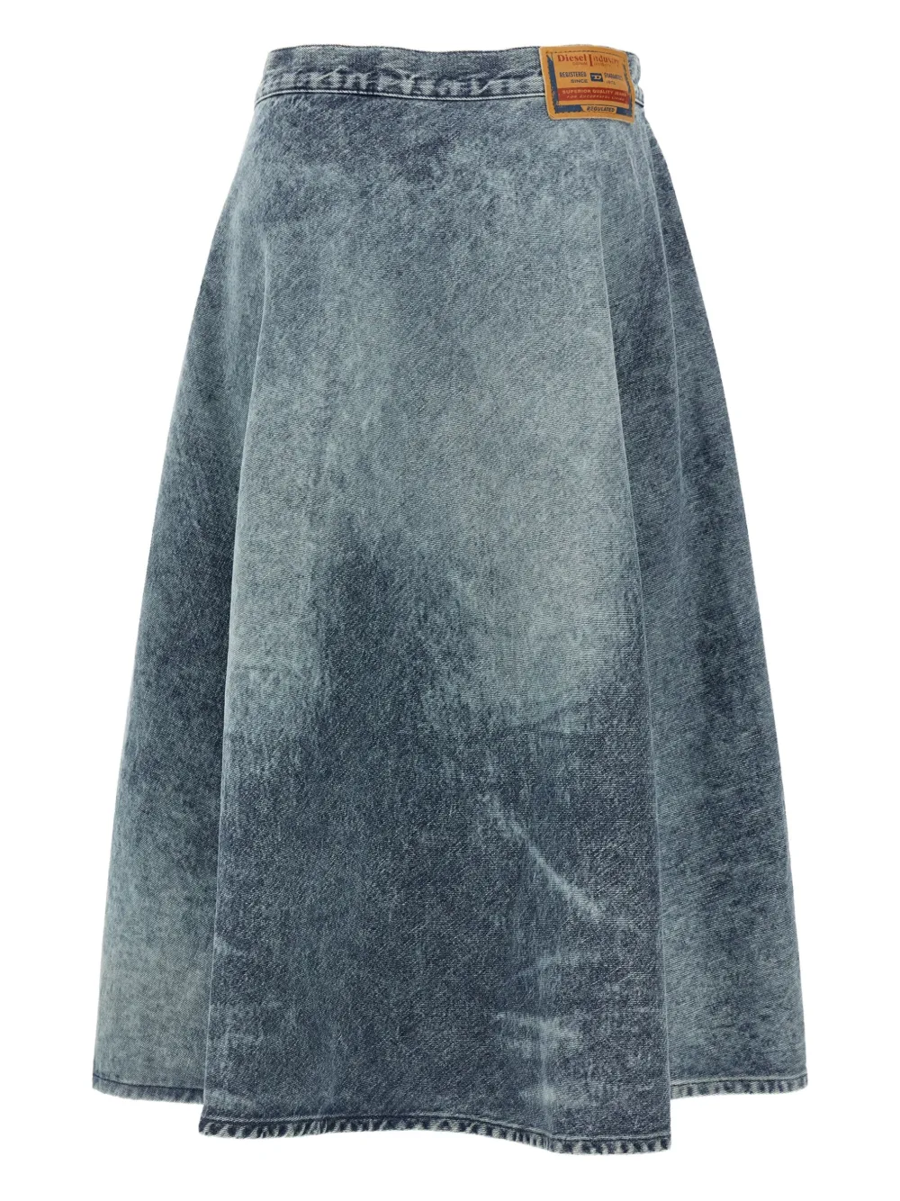 Diesel Back Patch Detail Skirt With Belt Loops In Blue