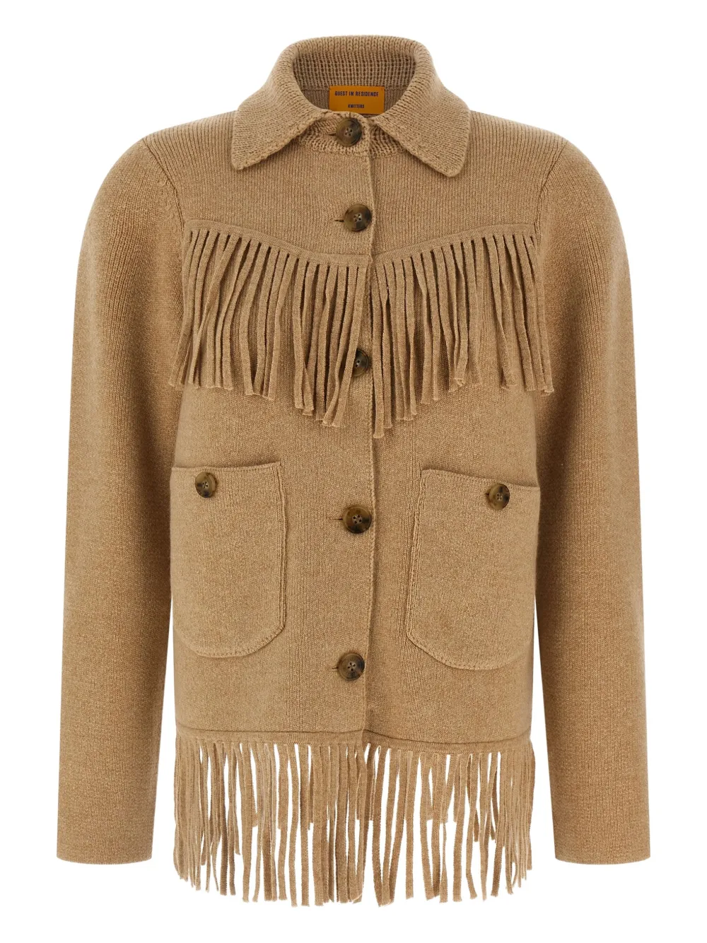Guest In Residence fringe-detailed wool cardigan | ألوان محايدة | Image 1