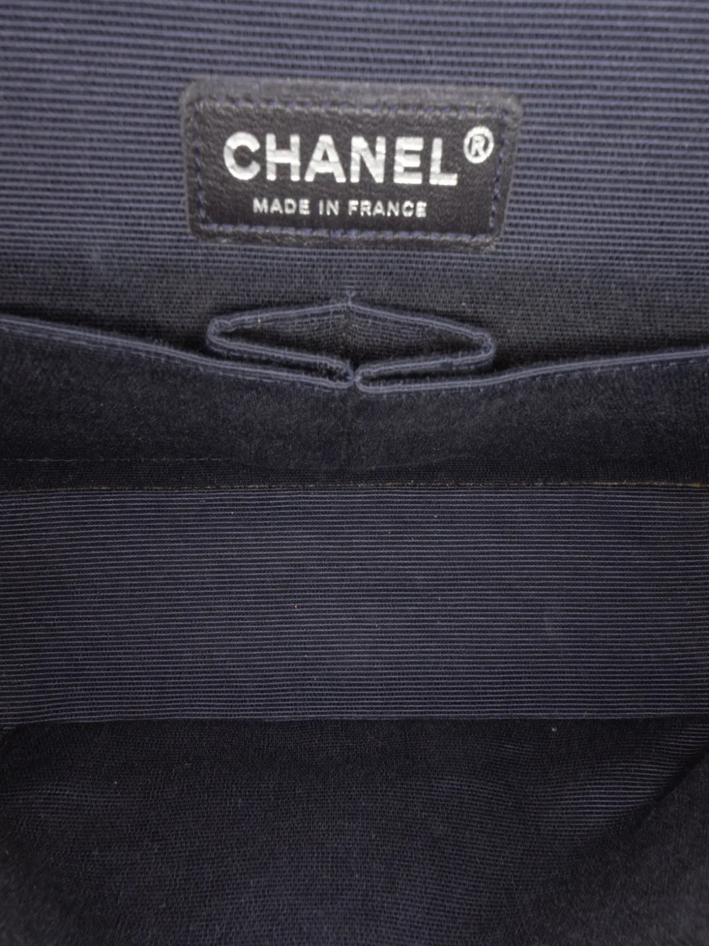 Pre-owned Chanel 2014 Medium Classic Printed Grosgrain Double Flap Shoulder Bag In Blue