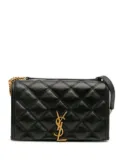 Saint Laurent Pre-Owned 2022 Quilted Diamond Lambskin Becky Wallet on Chain crossbody bag - Black