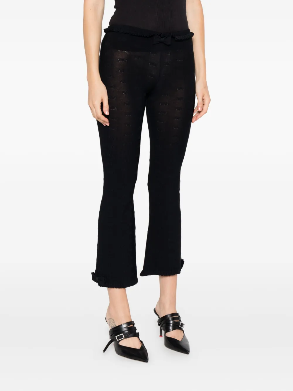 Balenciaga Ruffled Hem Sheer Capri Trousers In Animal Print
