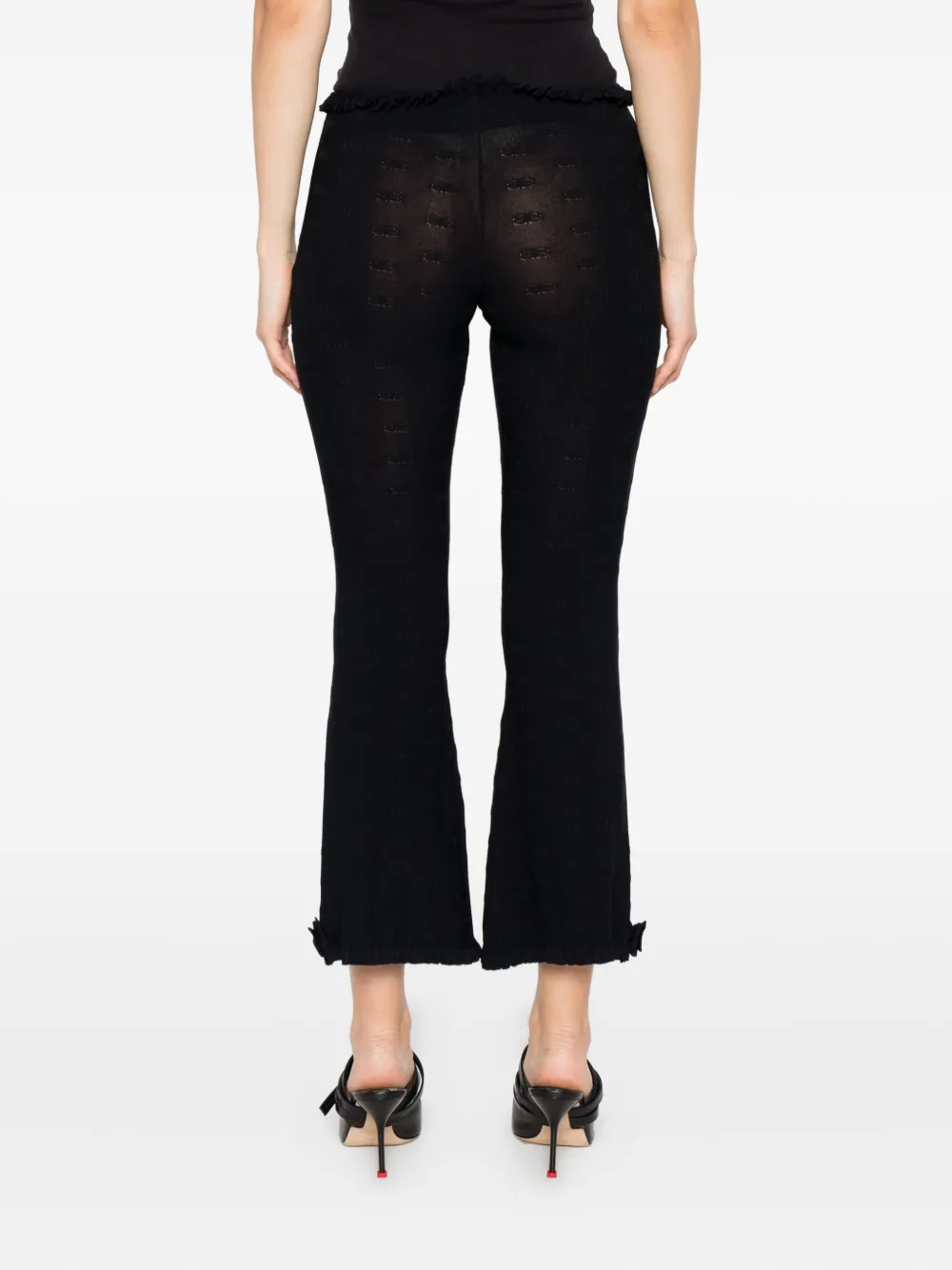 Balenciaga Ruffled Hem Sheer Capri Trousers In Animal Print