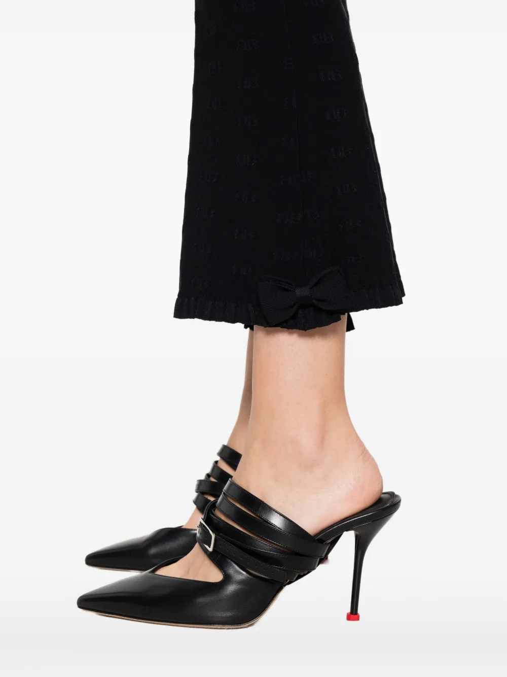 Balenciaga Ruffled Hem Sheer Capri Trousers In Animal Print