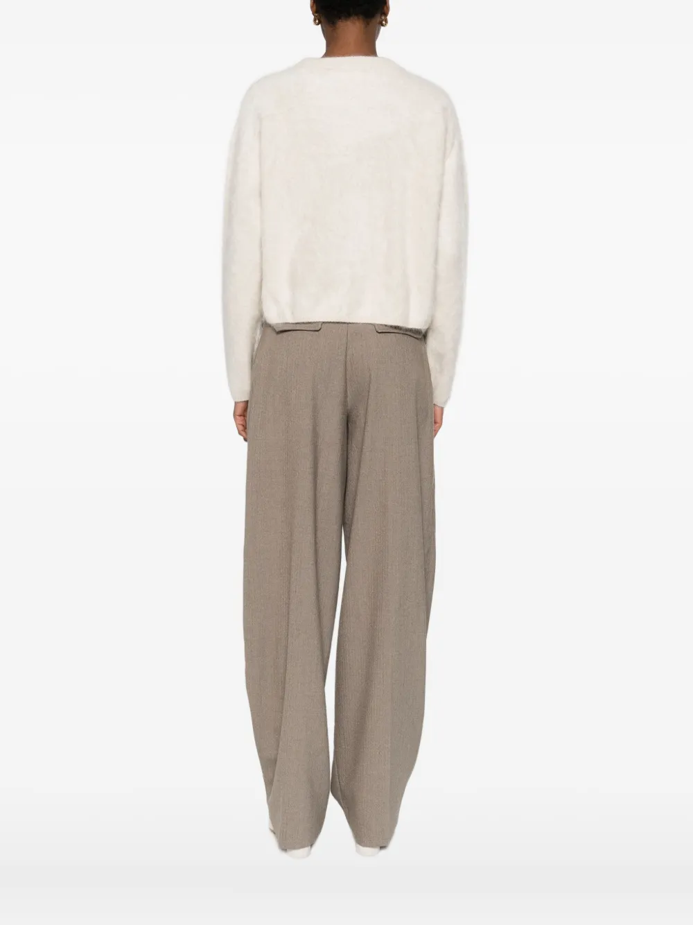 Soft Goat Cashmere Crewneck Jumper In Neutral