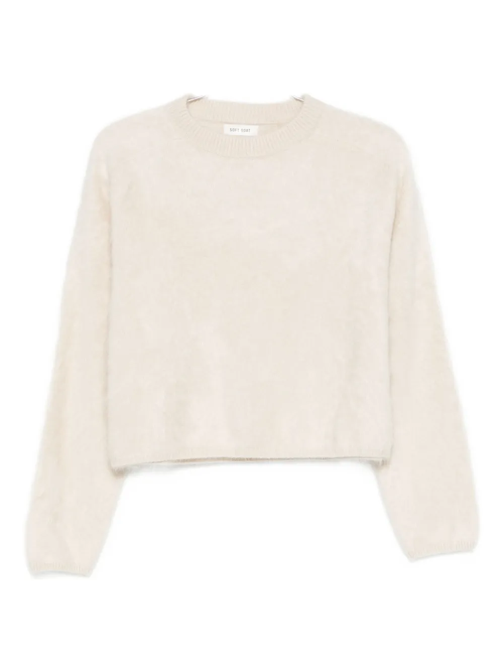 Soft Goat Cashmere Crewneck Jumper In Neutral