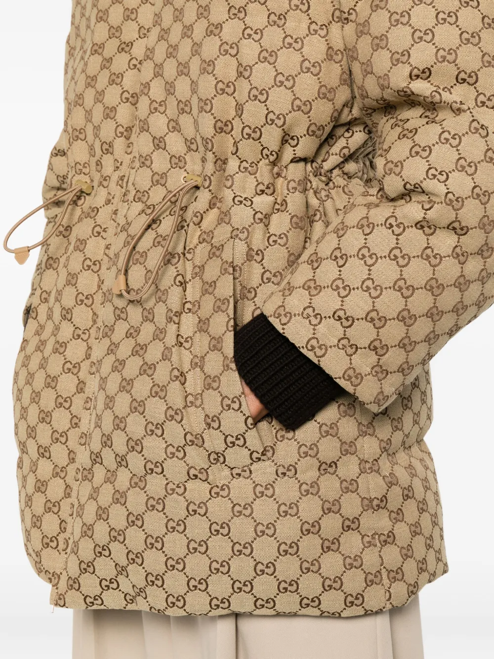Gucci Bomber Jacket With Ribbed Collar And Cuffs In Brown