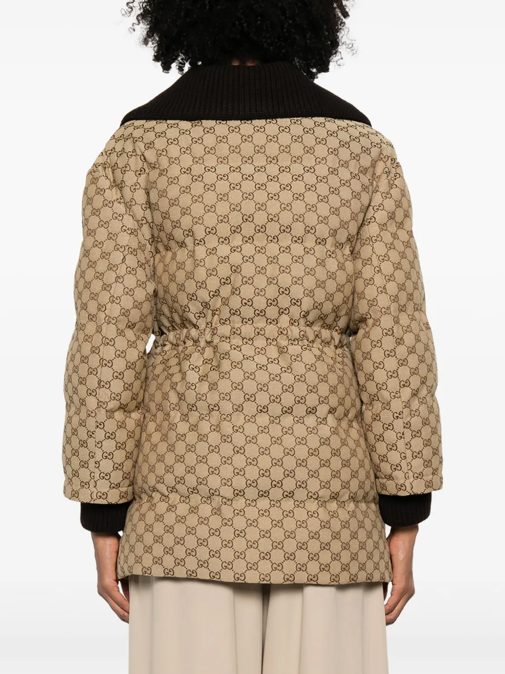 Gucci Bomber Jacket With Ribbed Collar And Cuffs In Brown