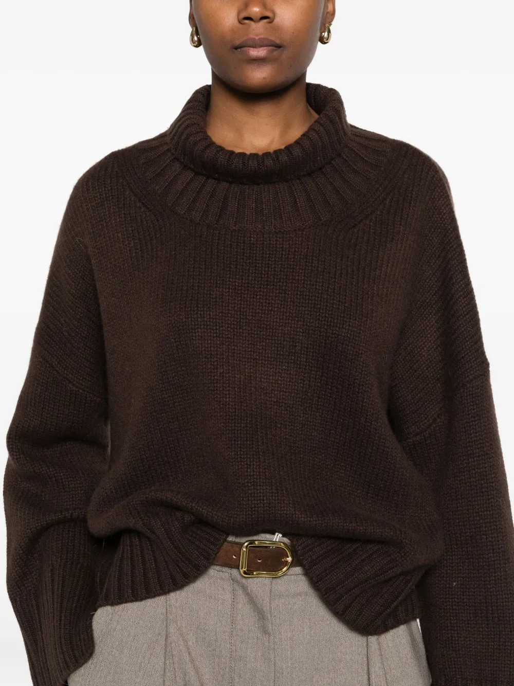 Soft Goat Cashmere Jumper In Brown