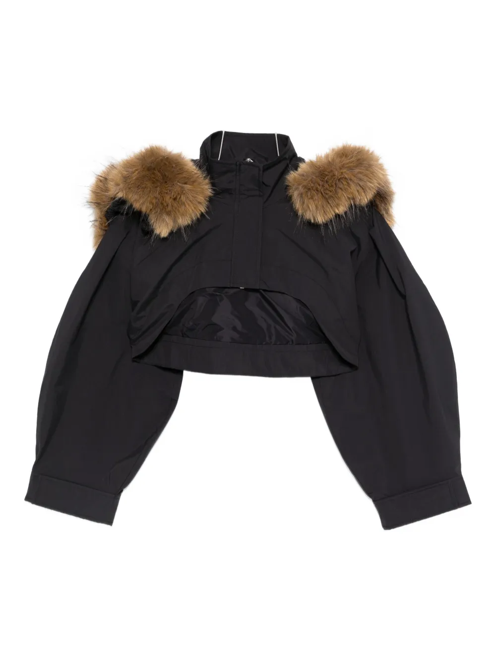 Ganni Fur-trim Jacket In Blue