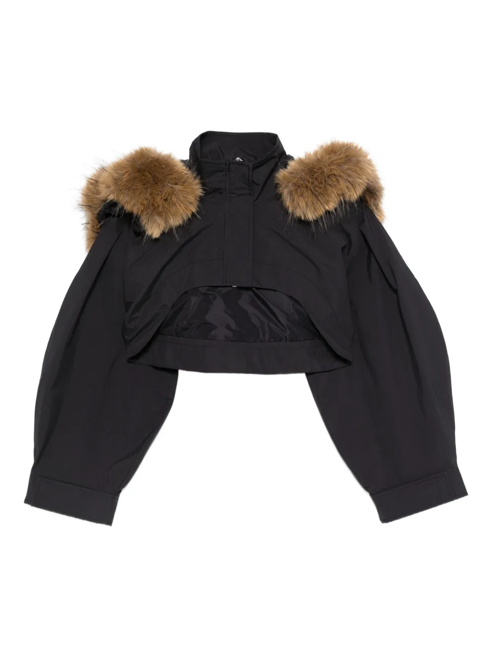 GANNI fur-trim jacket - Nero