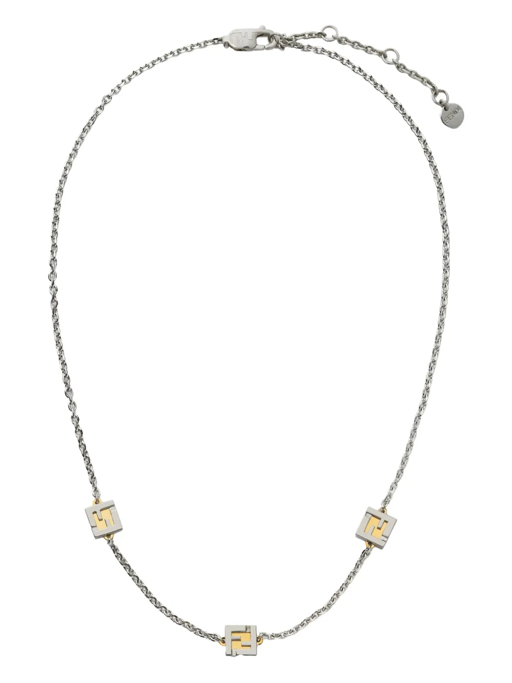 Fendi Ff Cube Necklace In Silver