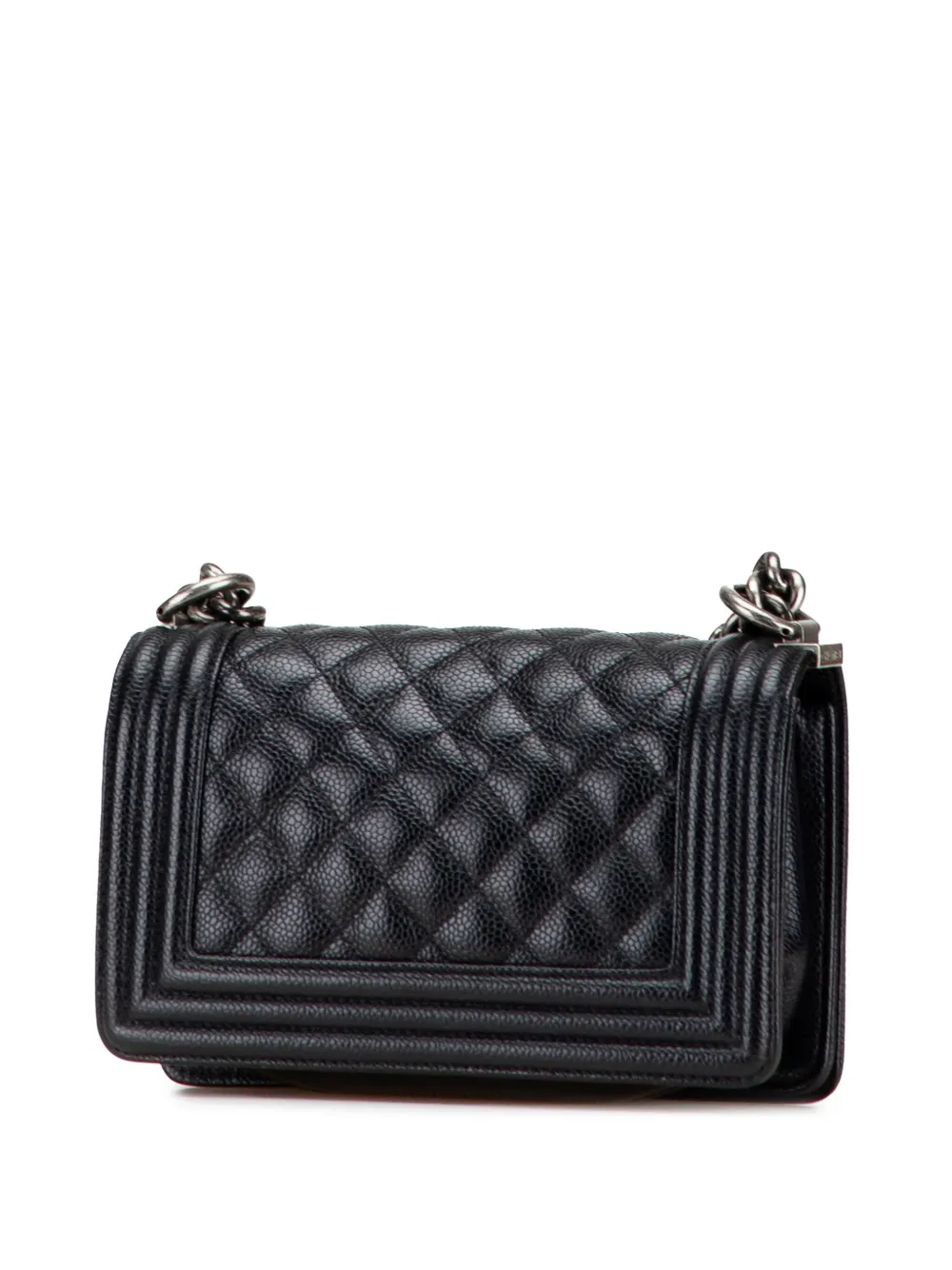 Pre-owned Chanel 2016-2017 Small Quilted Caviar Boy Flap Crossbody Bag In Black