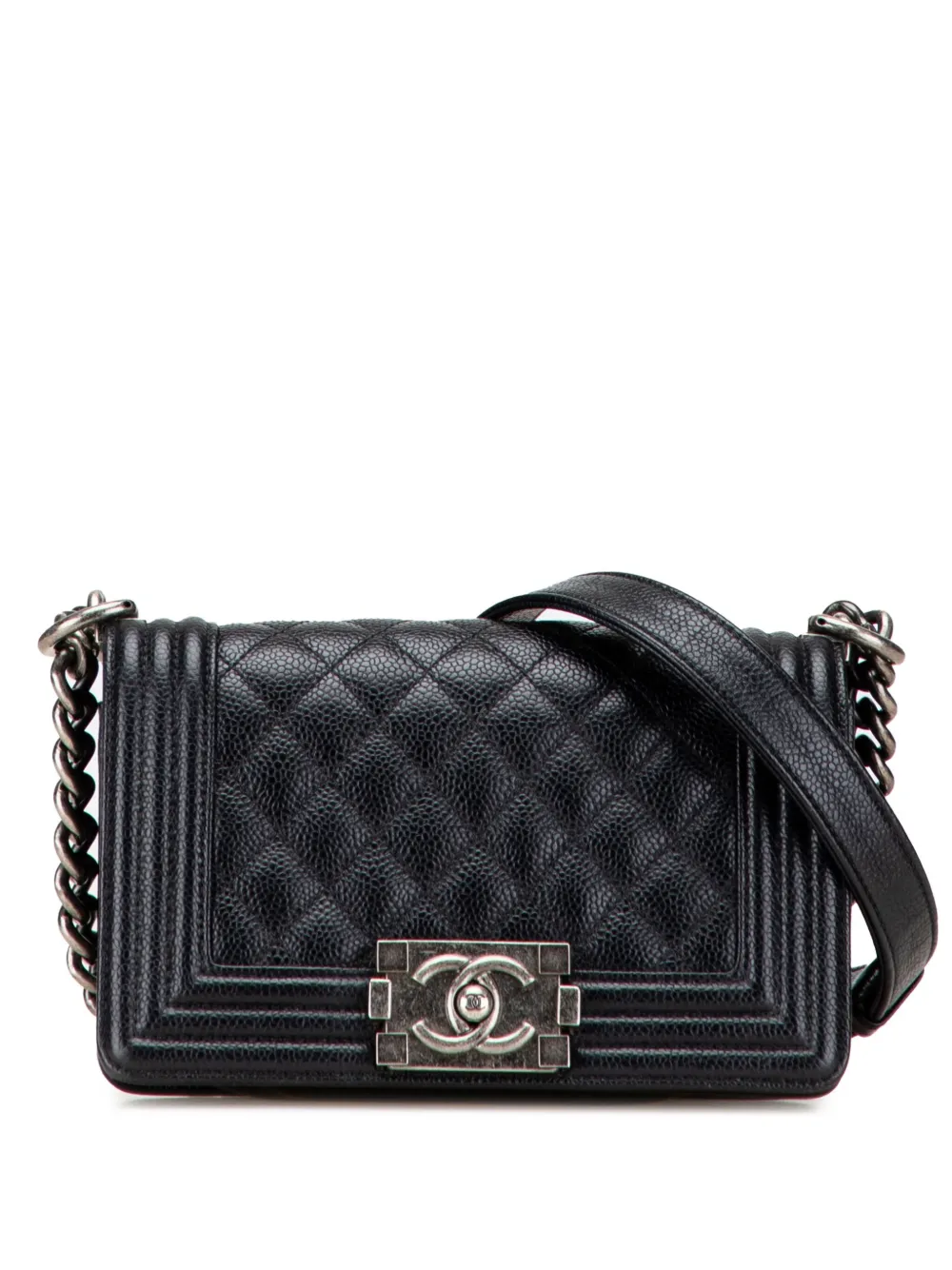 CHANEL Pre-Owned 2016-2017 Small Quilted Caviar Boy Flap crossbody bag | Black | Image 1