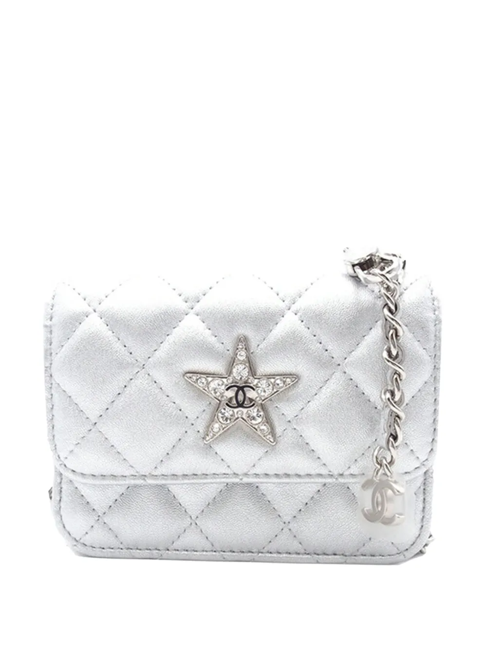 CHANEL Pre-Owned 2021-2025 マトラッセ メタリックラムスキン クリスタル スター チェーン フラップ CHANEL Pre-Owned 2021-2025 マトラッセ メタリックラムスキン クリスタル スター チェーン フラップ