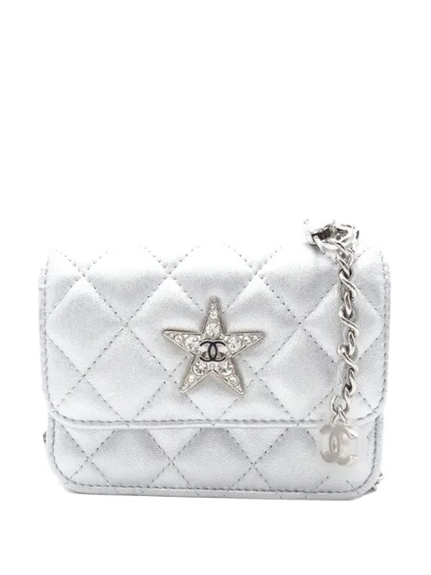 CHANEL Pre-Owned 2021-2025 Quilted Metallic Lambskin Crystal Star Chain Flap shoulder bag