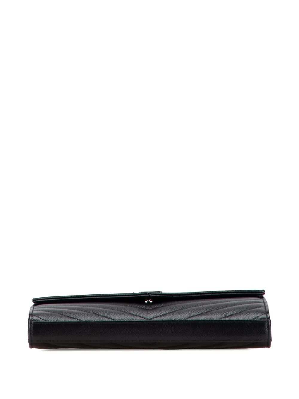 Pre-owned Saint Laurent 2021 Grain De Poudre Cassandre Envelope Chain Wallet Crossbody Bag In Black