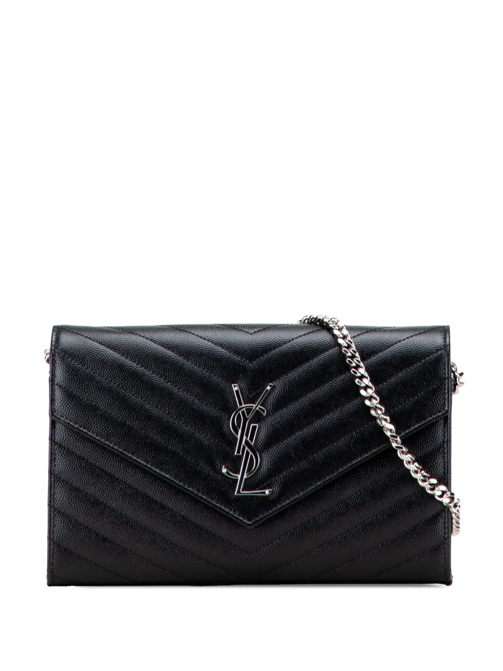 Saint Laurent Pre-Owned 2021 グレインドプードル カサンドル エンベロープ チェーンウォレット ショルダーバッグ Saint Laurent Pre-Owned 2021 グレインドプードル カサンドル エンベロープ チェーンウォレット ショルダーバッグ