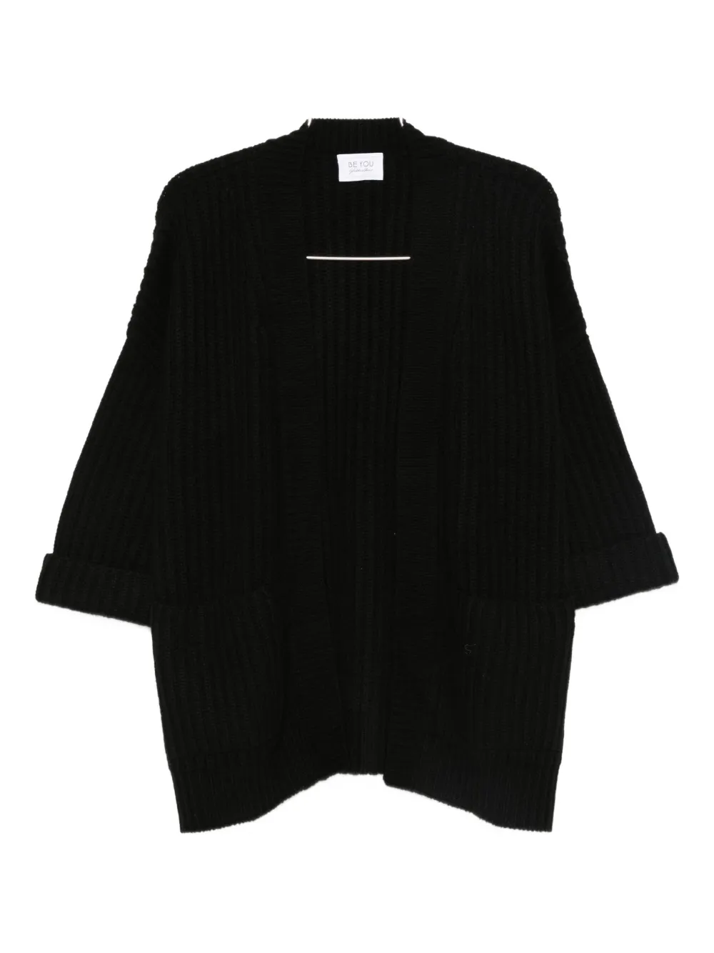 Beyou Ribbed Cardigan In Black