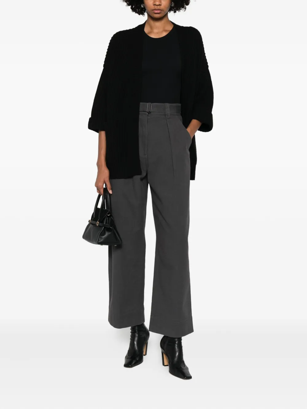 Beyou Ribbed Cardigan In Black