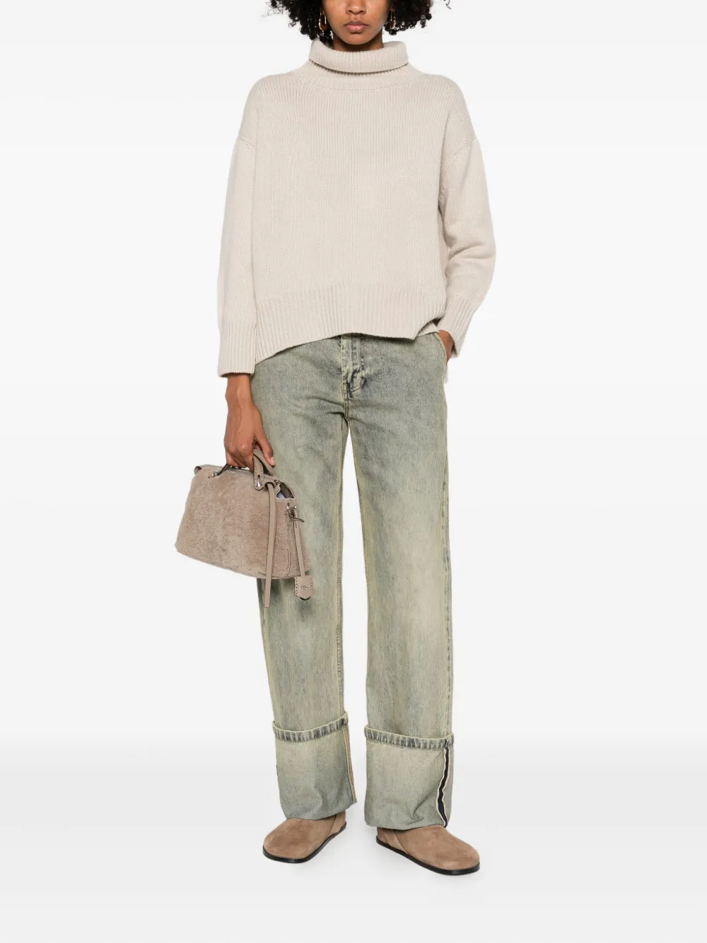Beyou Roll-neck Sweater In Neutral