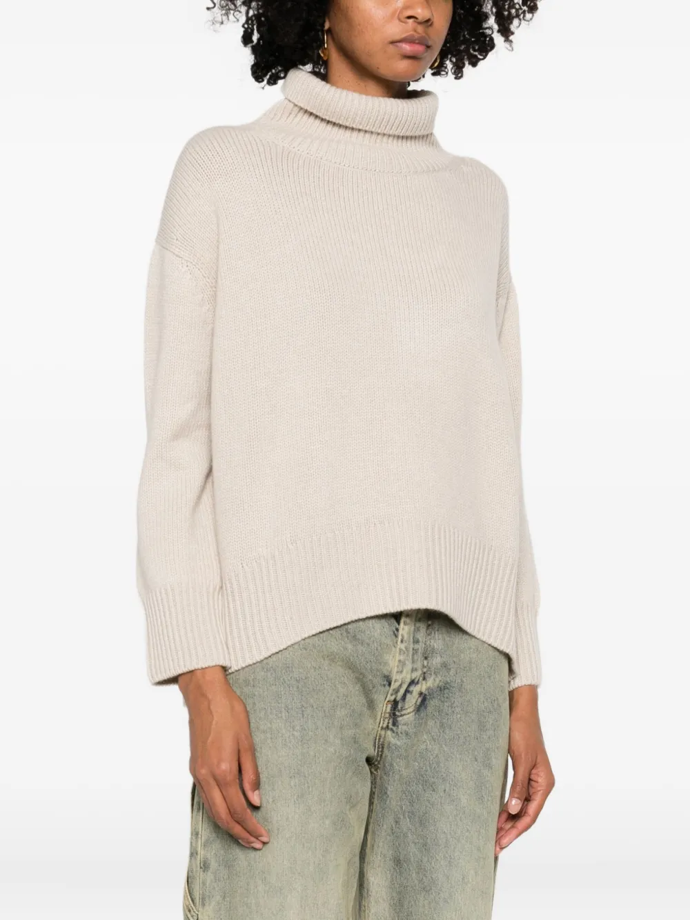 Beyou Roll-neck Sweater In Neutral