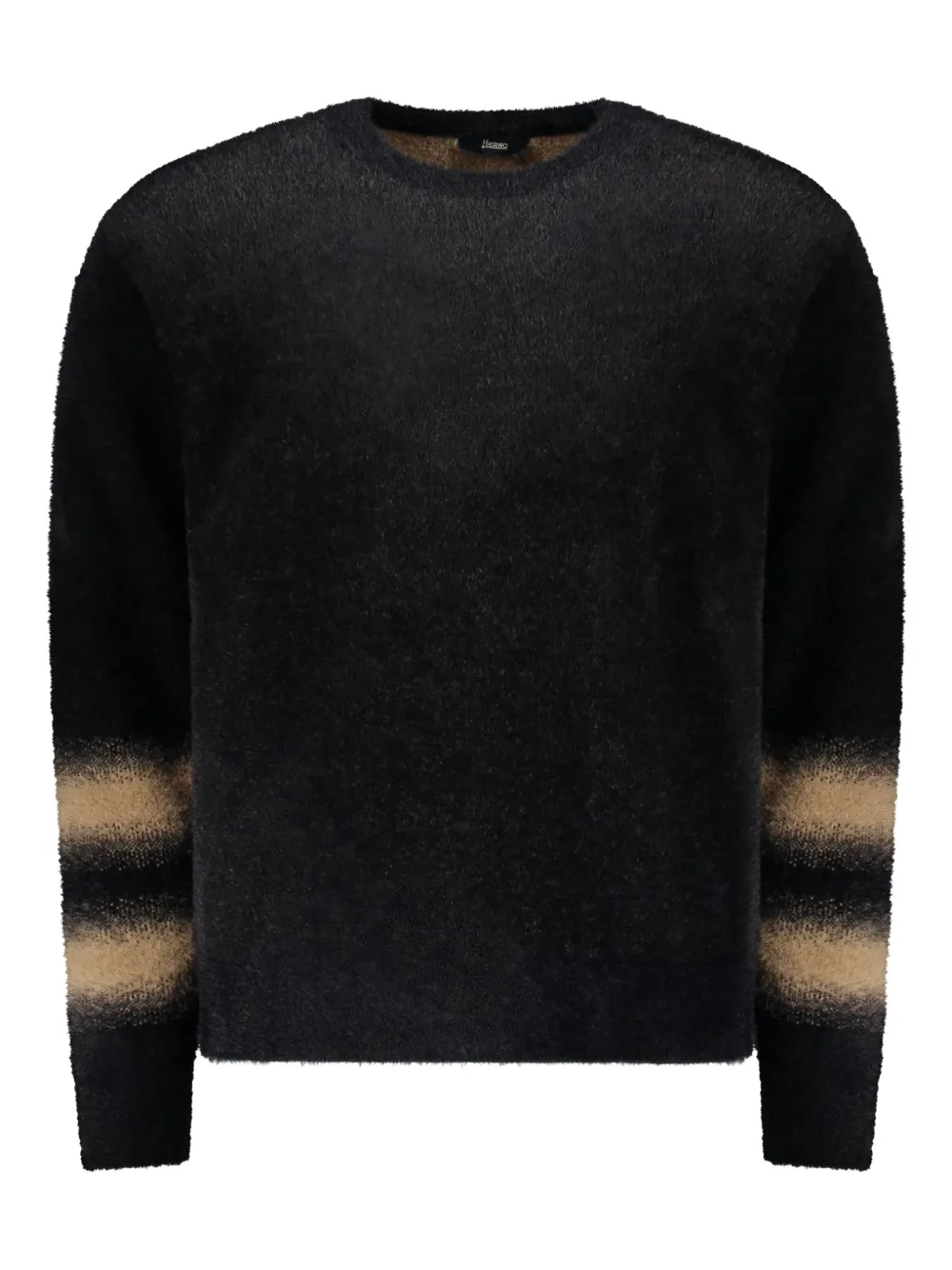 Herno striped-cuff crew-neck sweater - ブラック Herno striped-cuff crew-neck sweater - ブラック