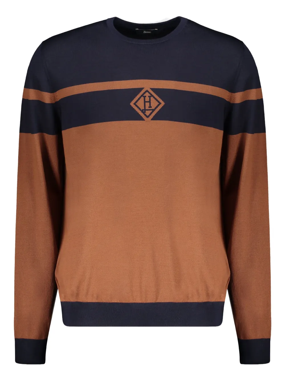 Herno Virgin Wool Crew-neck Pullover In Brown