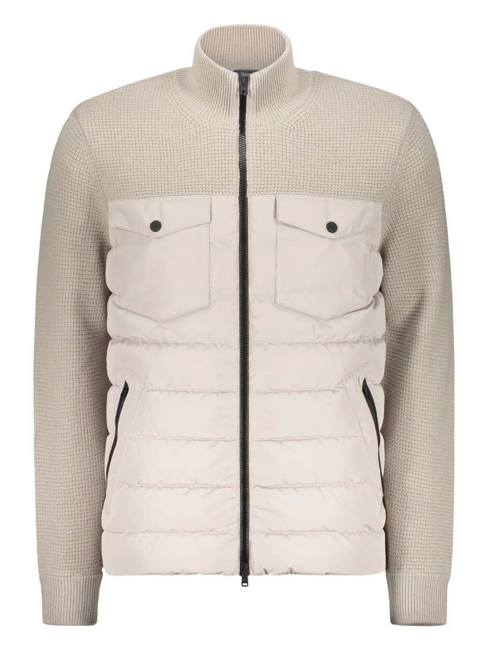 Herno Padded-panel Knitted Jacket In Neutral