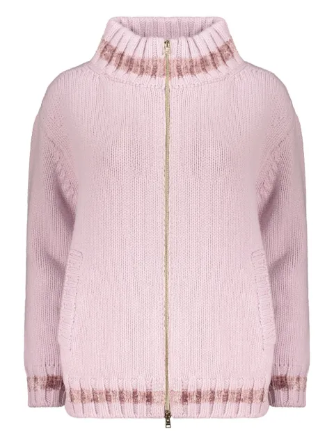 Herno high-neck ribbed cardigan