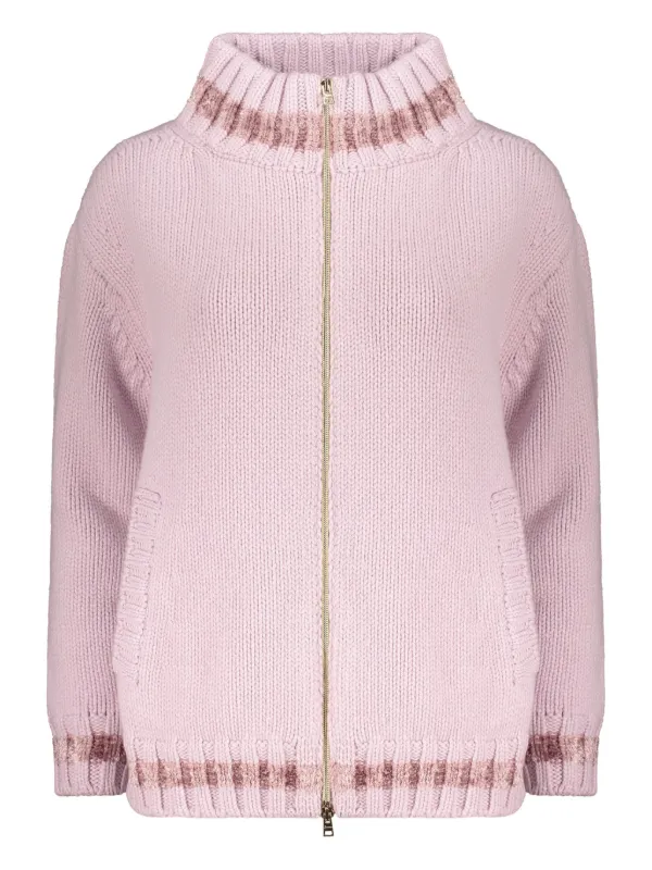 Herno High-neck Ribbed Cardigan in 4025