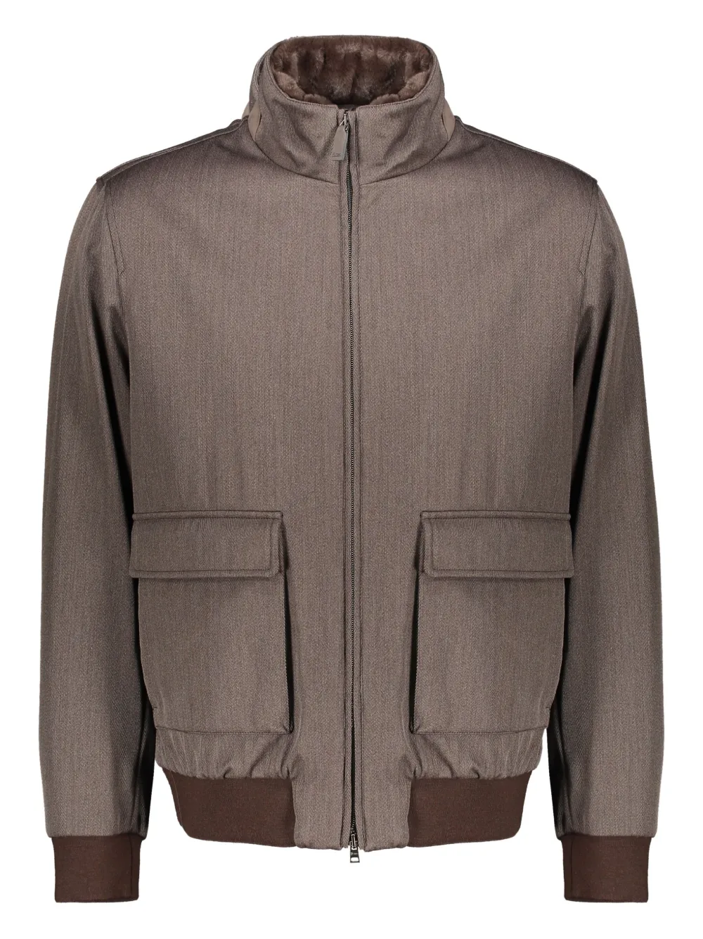 Herno Zip-up Bomber Jacket In Brown