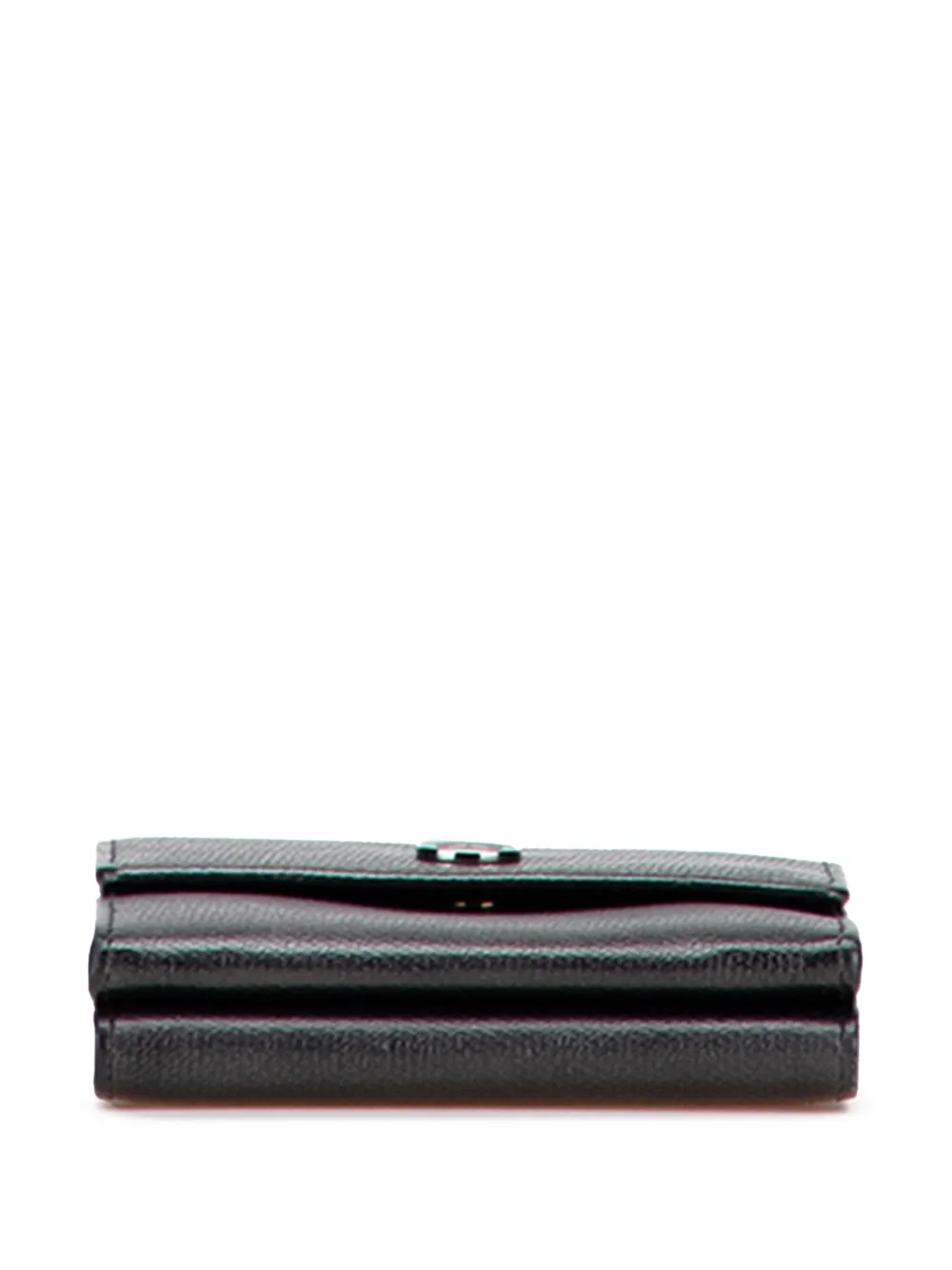 Pre-owned Chanel 2005-2006 Grained Calfskin Cc Button Flap Trifold Wallet Small Wallets In Black
