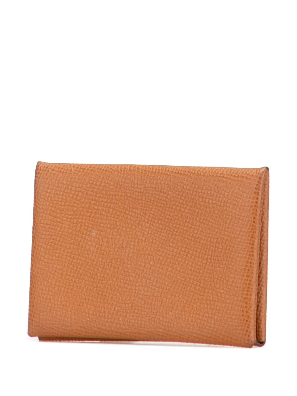 Pre-owned Hermes 2023 Epsom Calvi Card Holder In Brown