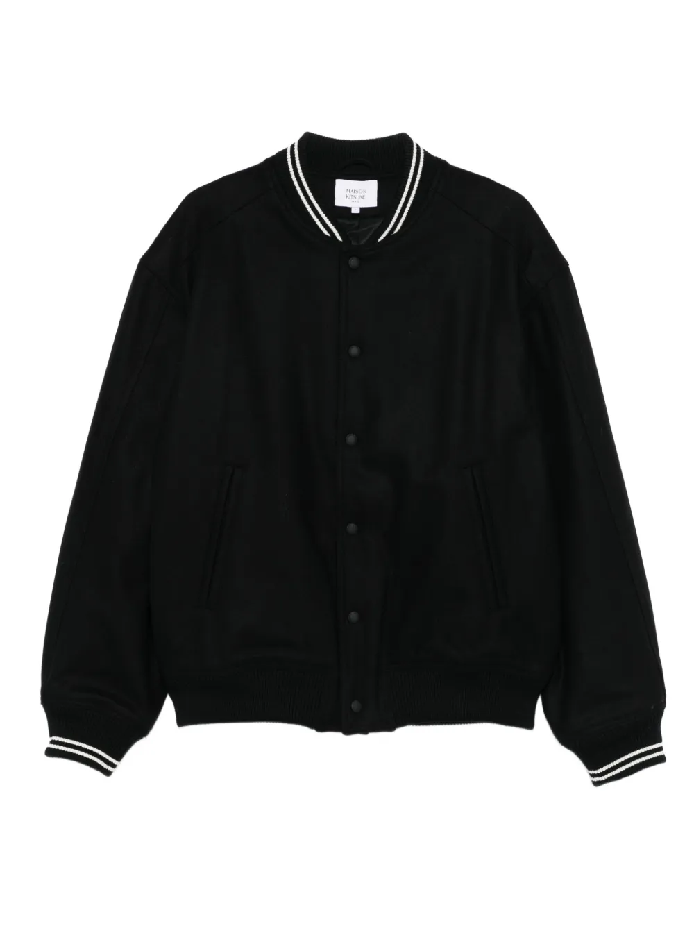 Maison Kitsuné ribbed-trim buttoned jacket | Black | Image 1