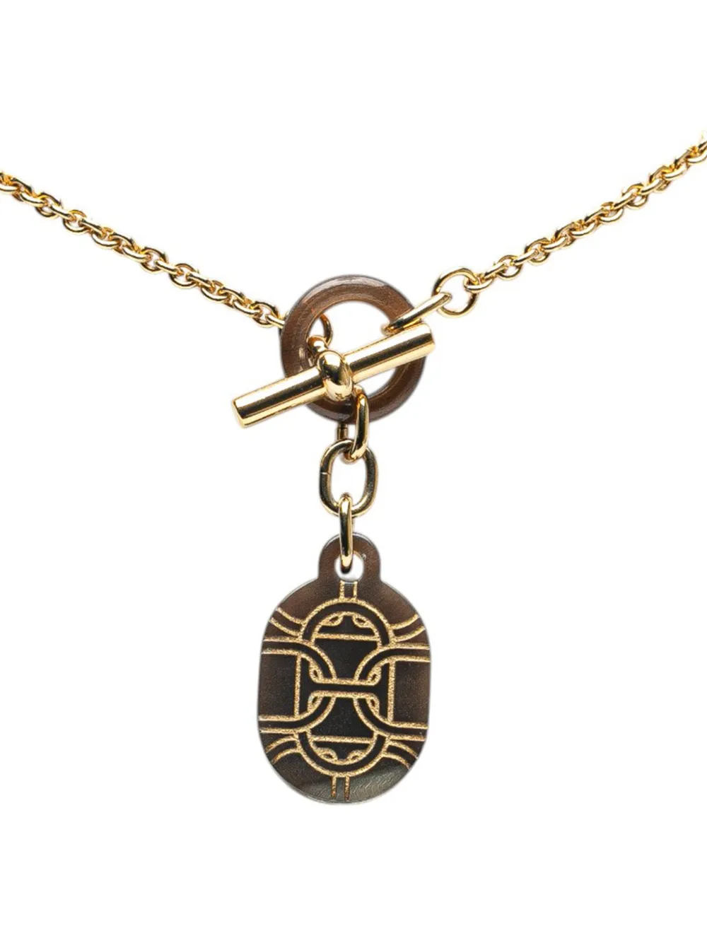 Hermès Pre-Owned 2010-2025 Lacquered Horn Chaine d'Ancre Pendant Necklace costume necklace | Gold | Image 1