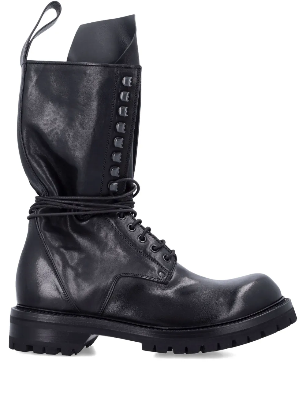 Rick Owens Lace-up Leather Boots In Black
