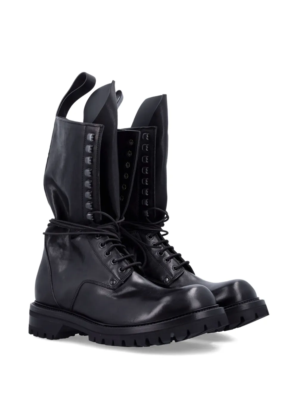 Rick Owens Lace-up Leather Boots In Black