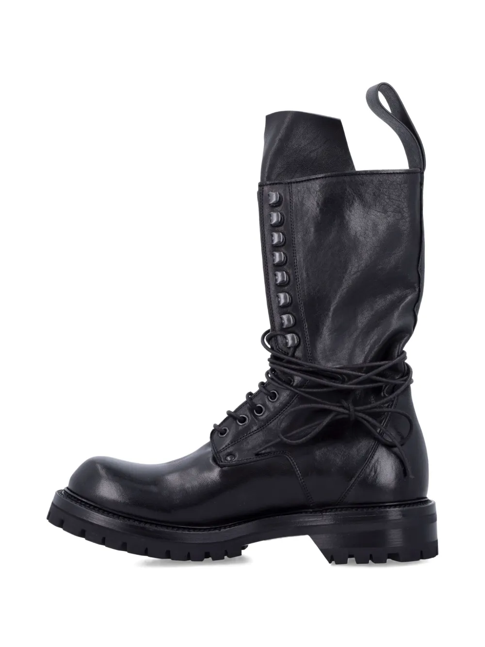 Rick Owens Lace-up Leather Boots In Black