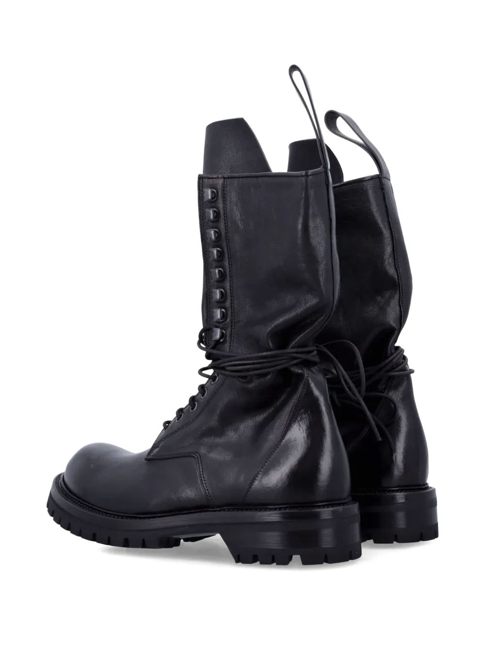 Rick Owens Leren veterlaarzen Zwart