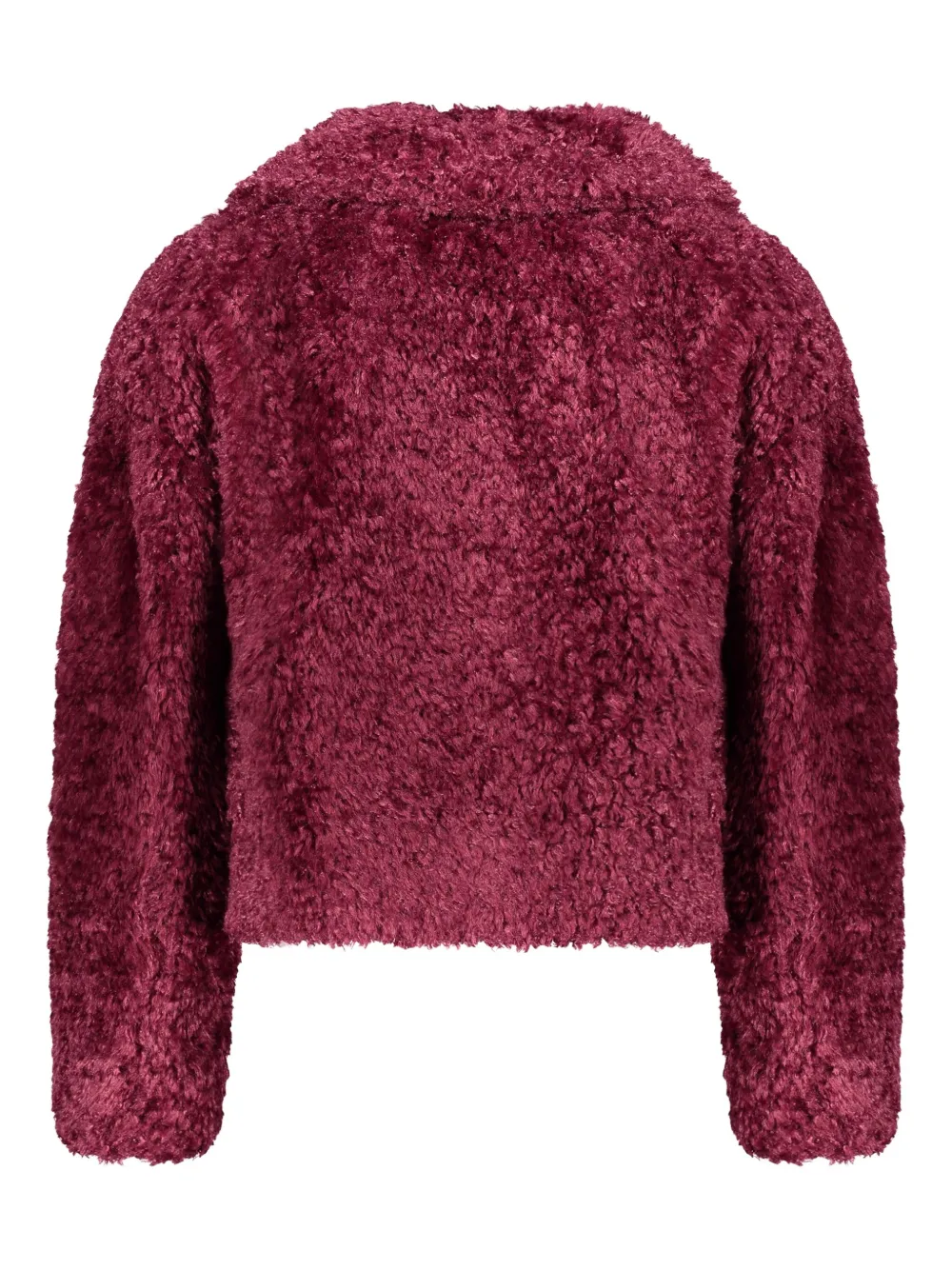 Herno Faux-fur Cropped Jacket In Burgundy