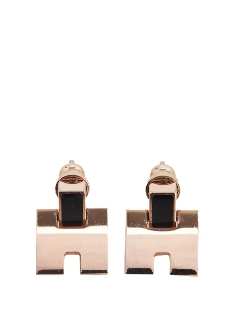 Hermès Pre-Owned 2000-2025 Rose Gold Plated Enamel Eileen Push Back Earrings costume earrings