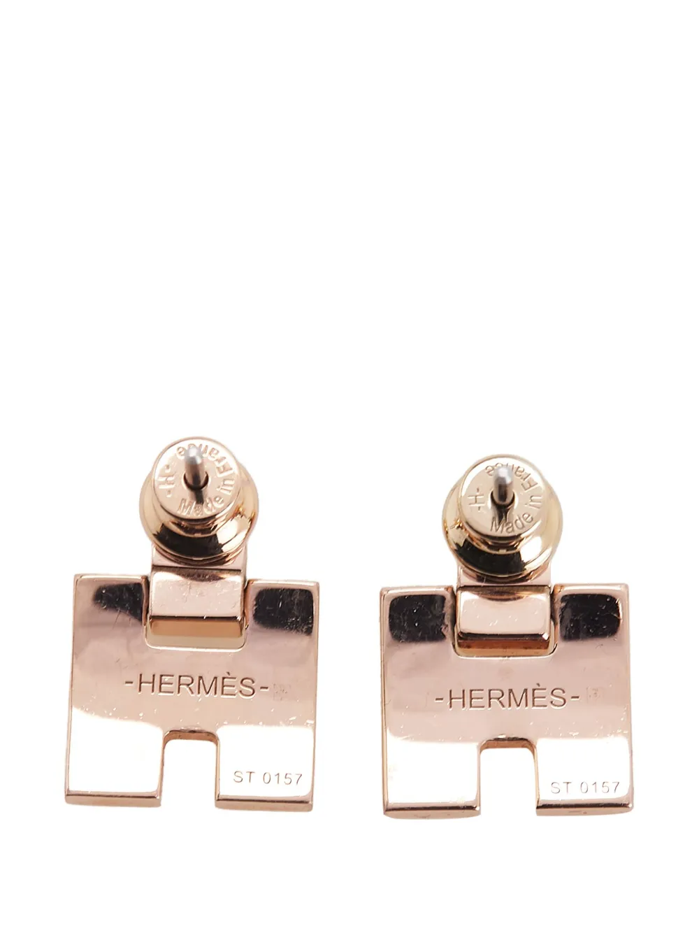 Hermès Pre-Owned 2000-2025 Rose Gold Plated Enamel Eileen Push Back Earrings costume earrings | Image 2