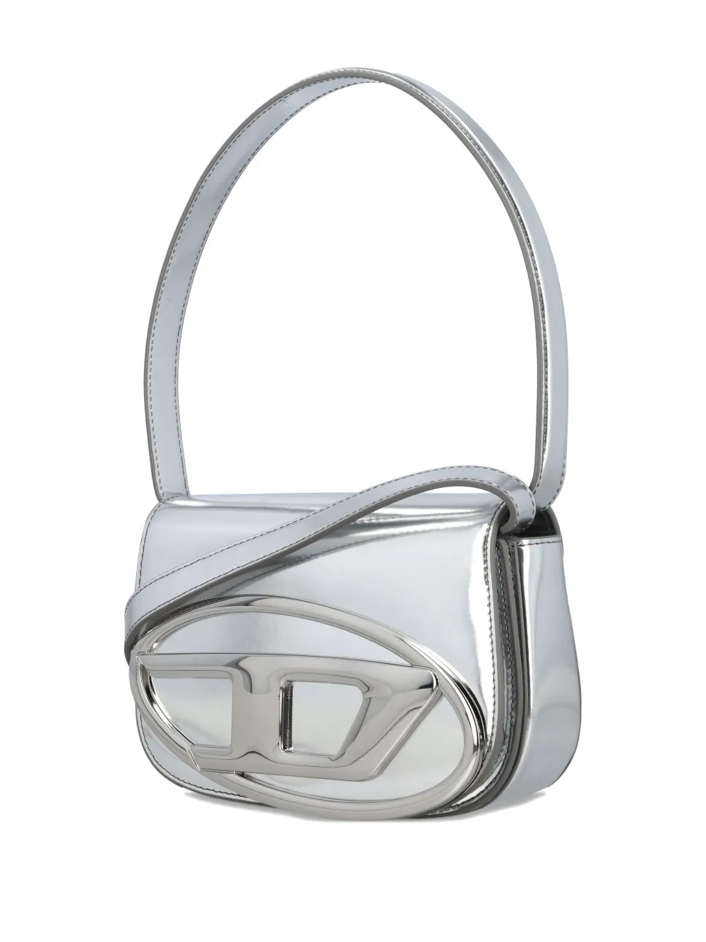 Diesel Silver Cow Leather 1dr Handle Bag In Gray